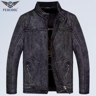 进口牛皮 真皮皮衣男立领修身 机车夹克做旧外套 冲量捡漏 皮客特价