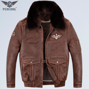 A2二战空军飞行服男式 真皮皮衣G1头层牛皮摩托车服机车皮夹克毛领