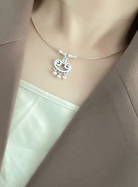 情侣款小众设计长命锁925足银