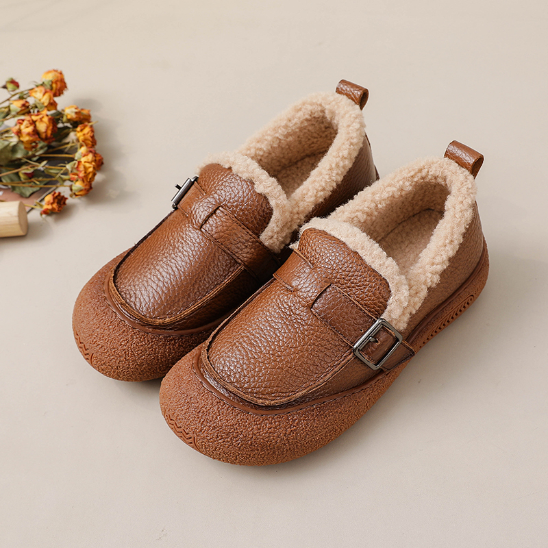 冬季新款毛毛鞋女真皮棉鞋