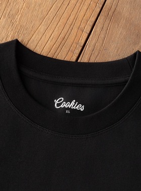 Cookies 245g舒适凉感抗皱索罗娜冰皮正肩速干水洗圆领黑T恤男款