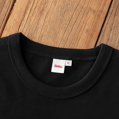 Cookies 320g黑色重磅复古三本针陶瓷磨毛圆领正肩打底T恤男女款