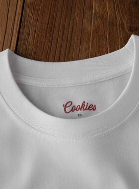 Cookies 260g新疆长绒棉合身正肩抑菌白色三本针小领口型男短袖T