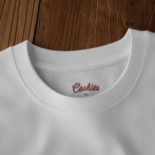 Cookies 260g新疆长绒棉合身正肩抑菌白色三本针小领口型男短袖T