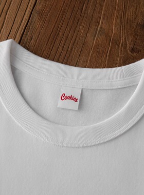 Cookies 320g重磅短宽复古美式boxy版磨毛小圆领宽松白色休闲T恤
