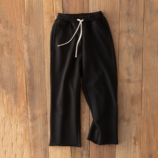 黑色长裤 Cookies 600G全棉加厚卷边宽松休闲BAGGY松弛感卫裤