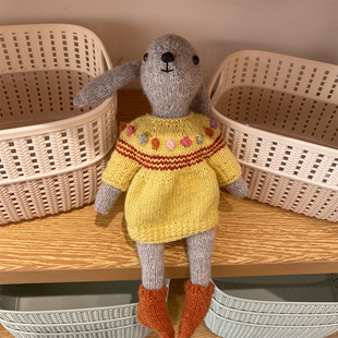 北欧风手工针织灰色可爱小兔子奥黛尔公主裙可换装兔子玩偶公仔