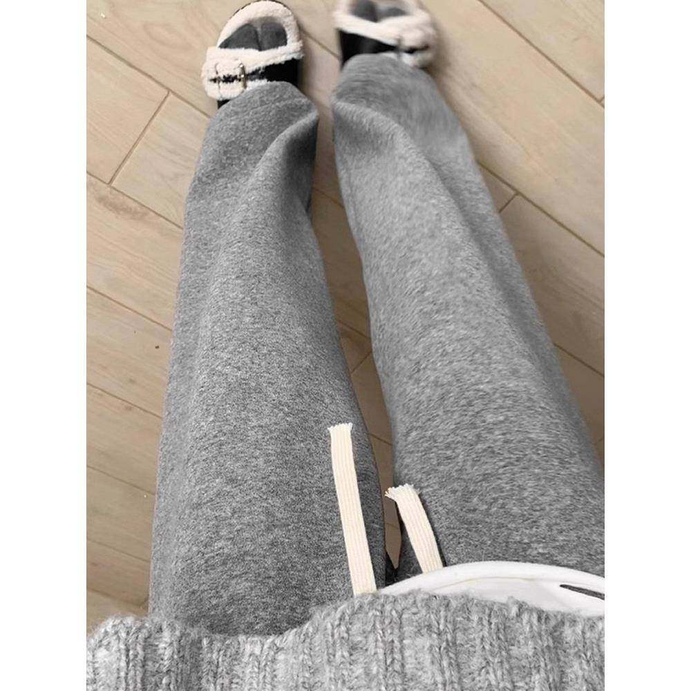 日系高级感加绒毛巾卫裤女冬季加厚软糯垂感阔腿裤直筒糯米拖地裤