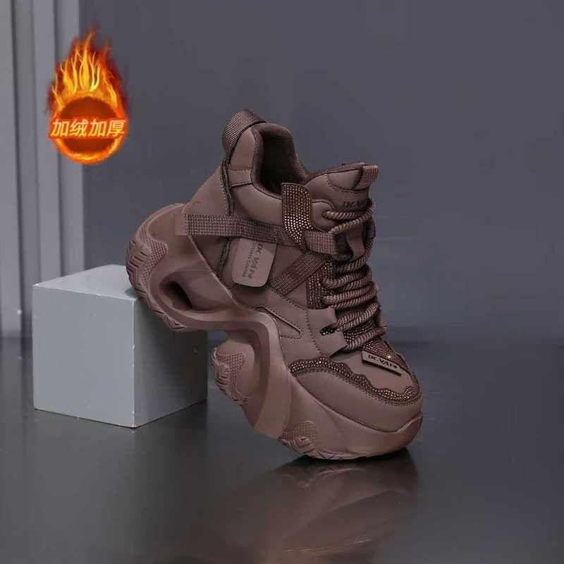 厚底秋冬真皮女款老爹鞋女轻便休闲鞋2025新款女鞋透气运动鞋增高