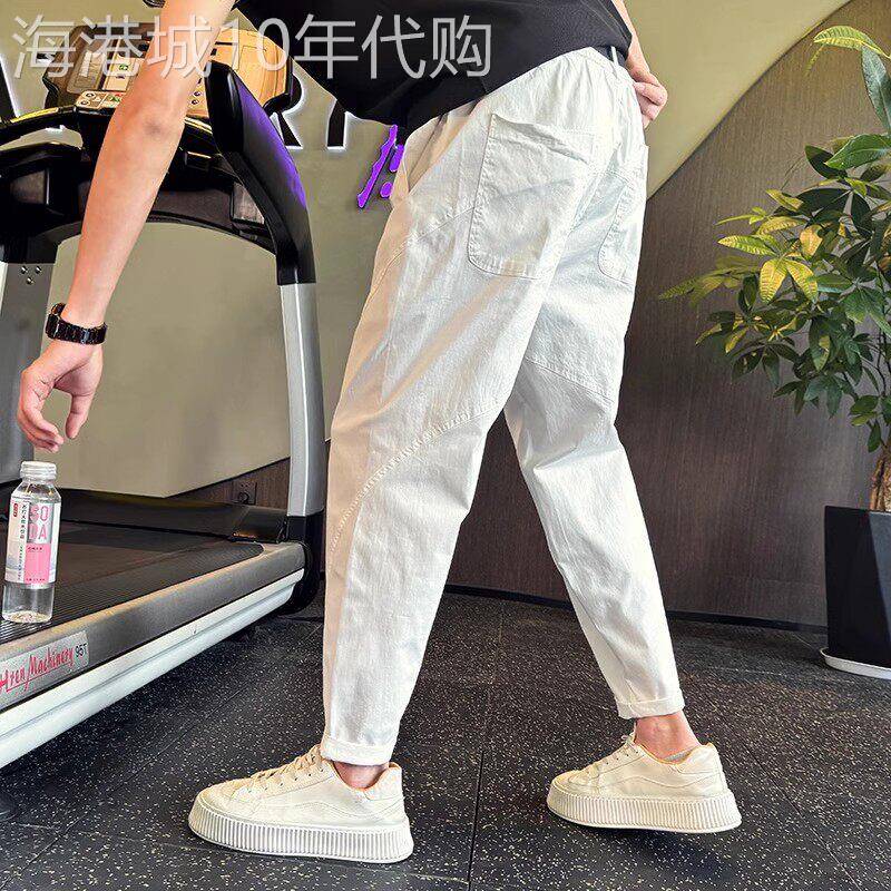 高端纯色小脚九分休闲裤男士2026新款男裤秋季薄款速干长裤子男款