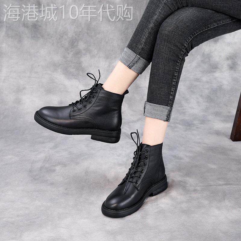 马丁靴女2025新款妈妈款低帮短靴软底真皮女靴加绒靴子头层牛皮秋