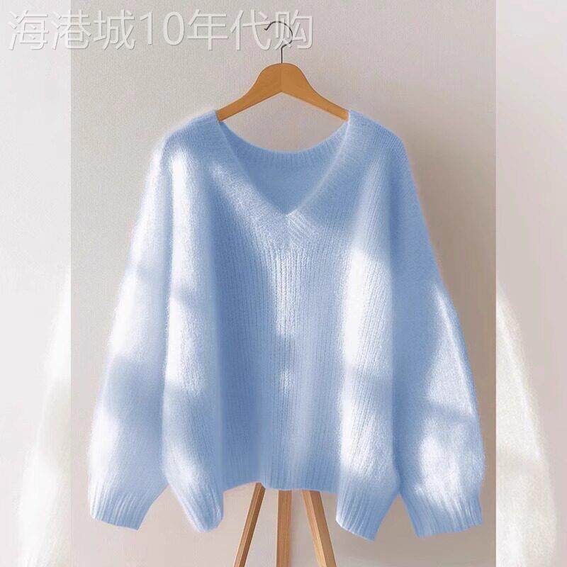 高级感V领软糯毛衣女2025秋冬新款宽松慵懒风超好看外穿针织上衣