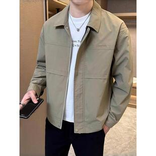 潮牌行政夹克男2025年秋季新款高端翻领外套潮流修身百搭工装上衣