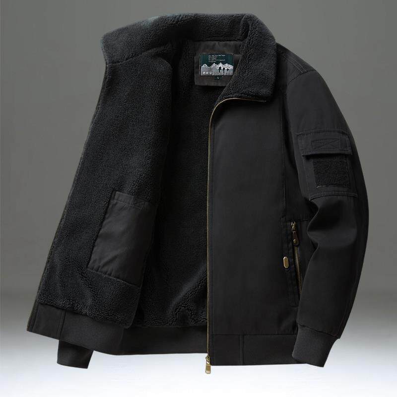 优惠羊羔绒外套棉服男冬季加绒加厚保暖棉袄覆古工装飞行夹克棉衣