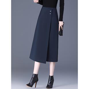 不规则半身裙女春秋2025新款显瘦高腰早秋开叉包臀裙修身一步裙子