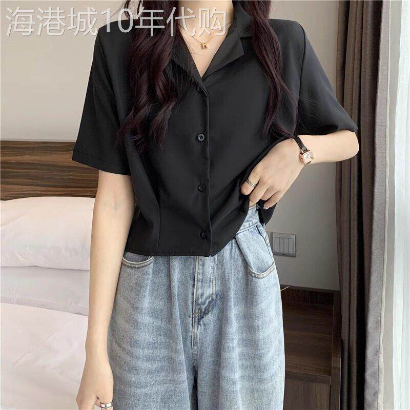 法式短袖女衬衫2026夏季新款设计感小众短款上衣胖mm大码雪纺衬衣