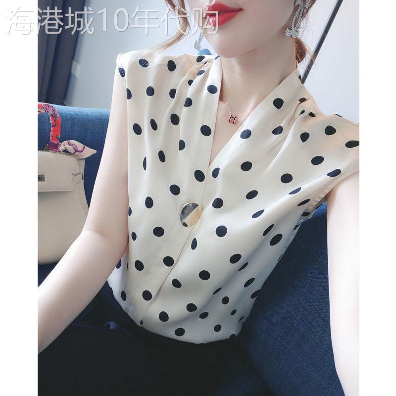 雪纺衫女短袖2026新款夏季V领宽松洋派小衫设计感小众波点上衣女