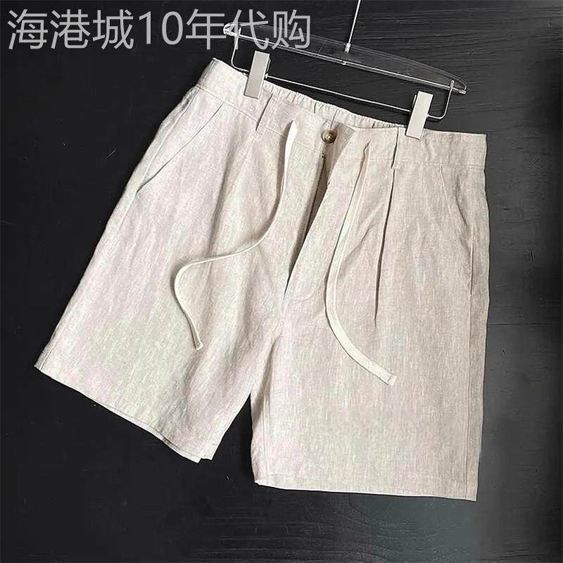 高端纯色亚麻休闲五分短裤男士2026新款夏季薄款直筒短款西裤男款