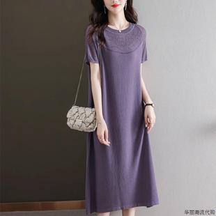 可外穿睡裙女款 夏天纯棉绸短袖 2025新款 睡衣夏季 家居裙子 长款 大码