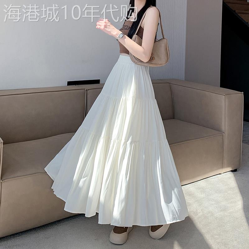 白色半身裙女夏季2026新款a字高腰显瘦蛋糕裙高级感大摆长裙子女