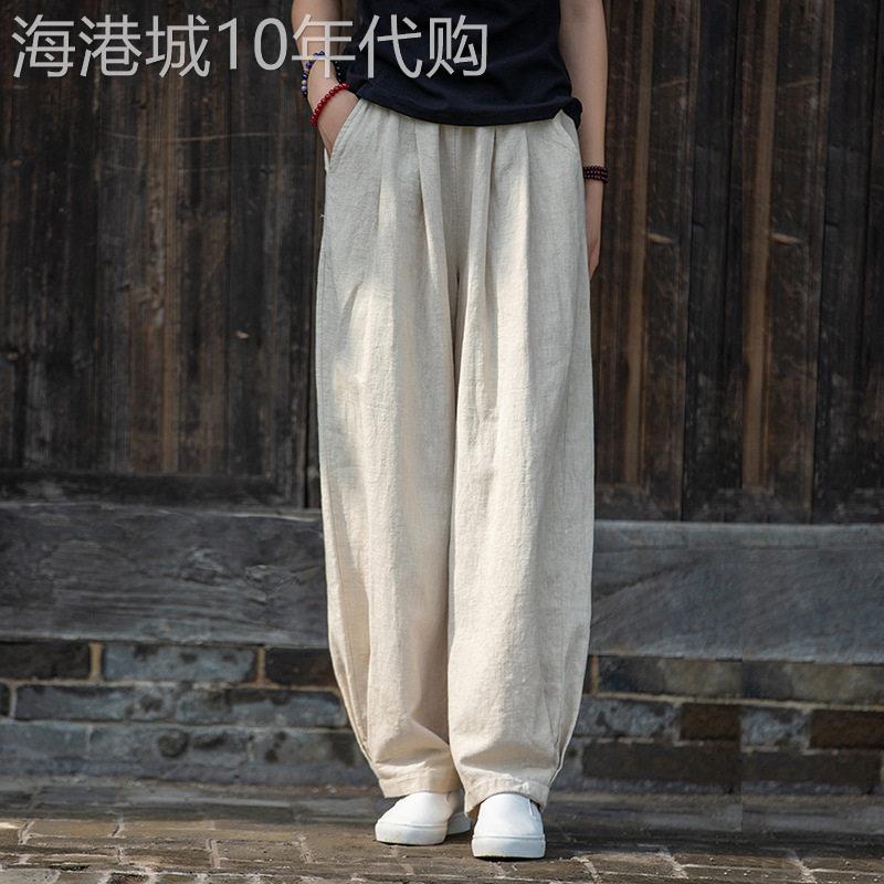 潮牌棉麻灯笼裤女2025年夏季新款时尚亚麻文艺宽松休闲练功太极裤