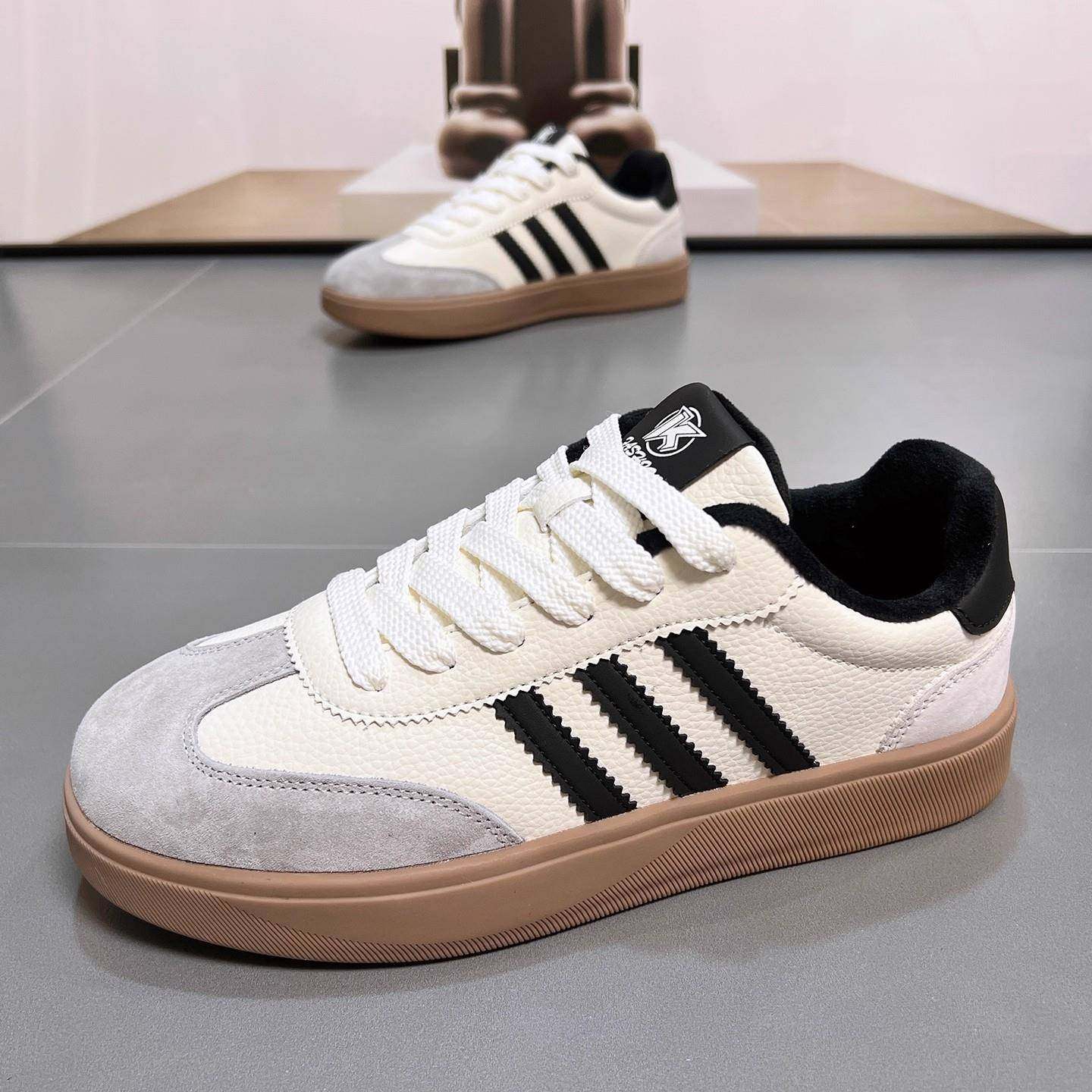 2025冬季加绒男鞋平底板鞋韩版学生运动休闲小白鞋德训鞋二棉棉鞋