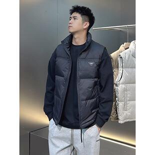 潮牌羽绒马甲男秋冬季新款立领加厚保暖上衣高端休闲男士无袖外套