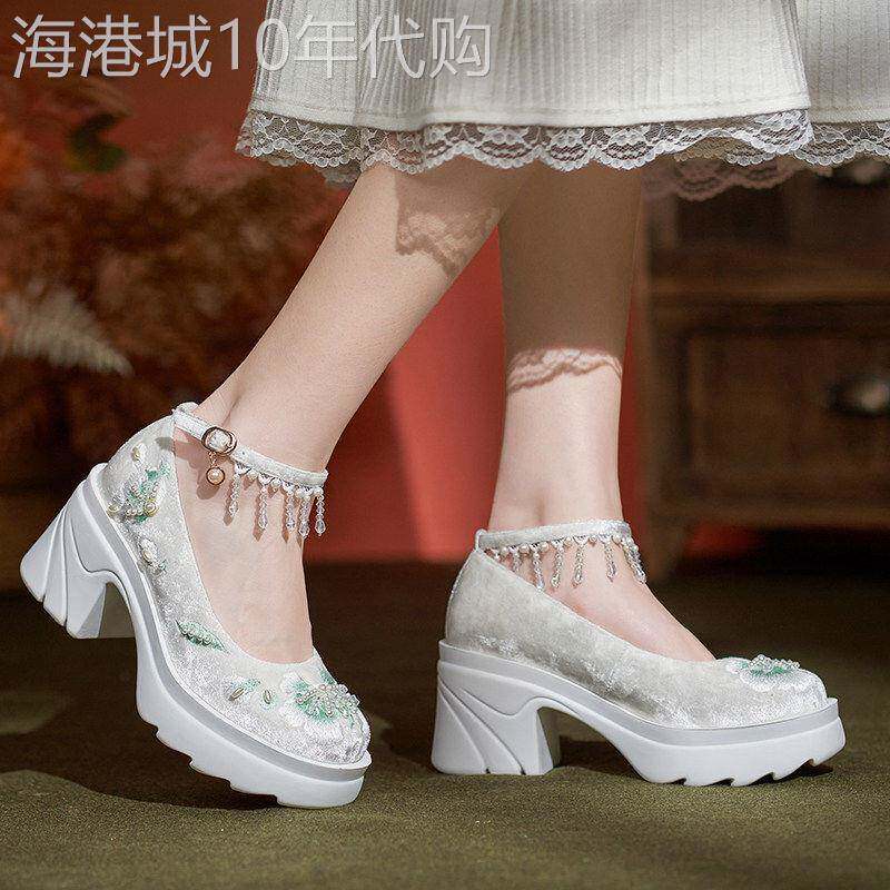 【欧洲AU高定】新中式国风不累脚高跟汉服鞋厚底复古风玛丽珍女鞋