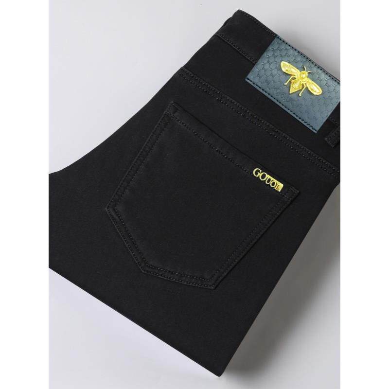 欧洲站潮牌黑色牛仔裤男2025秋冬加绒加厚修身小脚裤休闲长裤子男