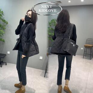 香港菱格收腰羽绒棉马夹外套女显瘦时尚休闲百搭马甲上衣秋冬新款