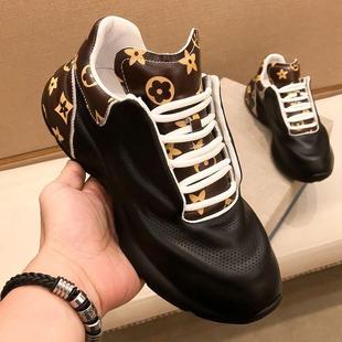 韩国专柜新款欧洲站潮牌奢华老爹鞋厚底增高头层牛皮休闲运动鞋男