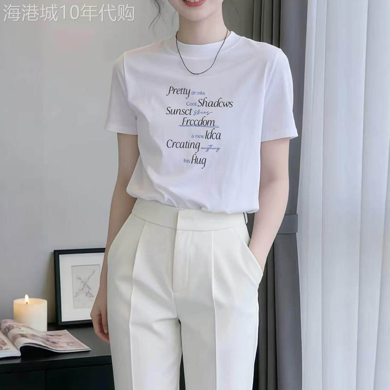 白色纯棉短袖t恤女2026新款夏季法式小众设计感气质显瘦女士上衣