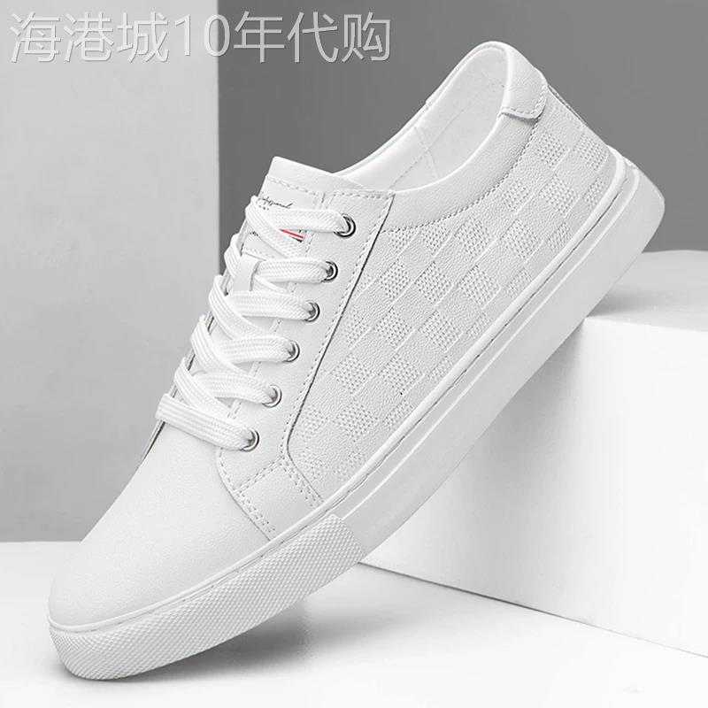 厚底小白鞋男真皮透气休闲鞋子百搭内增高男鞋潮流时尚白色板鞋男