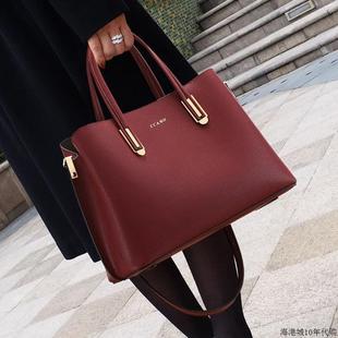 名牌女士包包真皮时尚中年妈妈款大气红色结婚手提托特包轻奢婚包