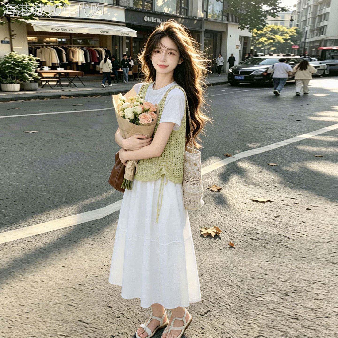 2026年夏季新款背心T恤半身裙套装女小清新设计感镂空百搭三件套