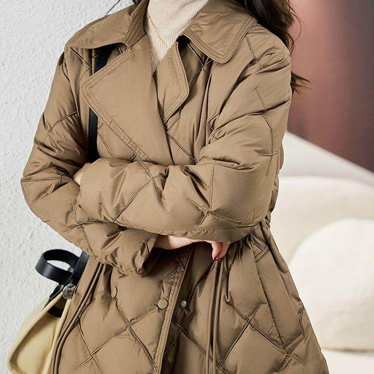 全球购秋冬新西装领轻薄羽绒服女短款小个子收腰修身时尚洋气外套