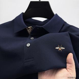 下摆开叉透气翻领体恤 潮牌刺绣纯棉POLO衫 男2025夏季 新款 全棉短袖