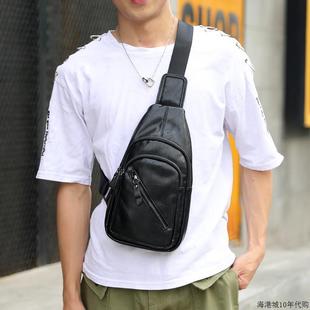 香港潮牌街头时尚真皮潮男胸包腰包休闲包韩版青年背包单肩斜挎包