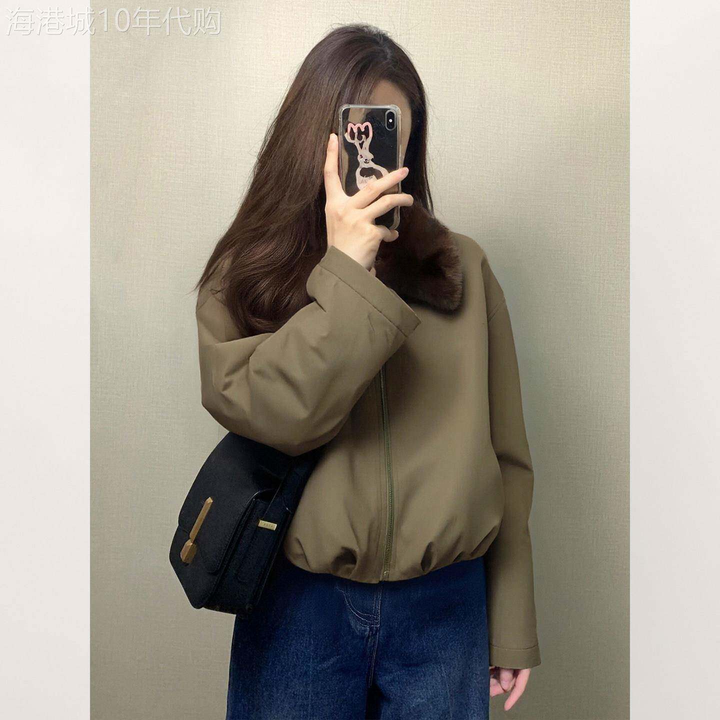 巨好看的初冬绿色派克服加绒加厚小香风短款羊羔毛夹克外套女冬季