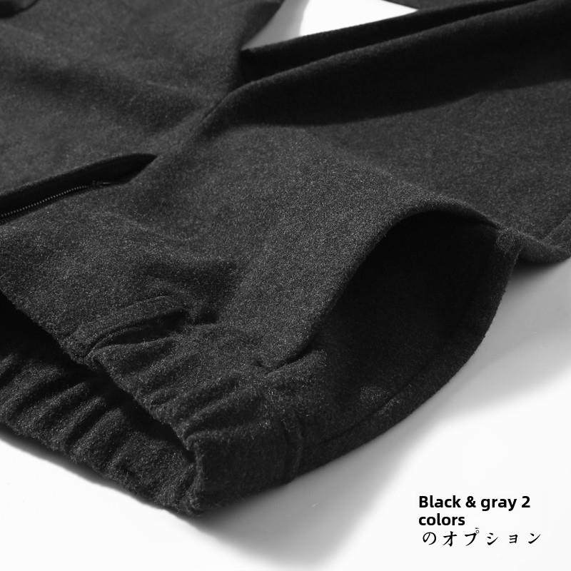 秋冬季新款毛呢裤男韩版潮流宽松直筒加绒加厚男士休闲裤高端裤子