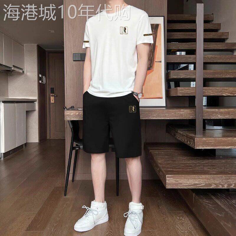 高端五分短裤运动休闲套装男士2026年新款夏季短袖T恤两件套男款