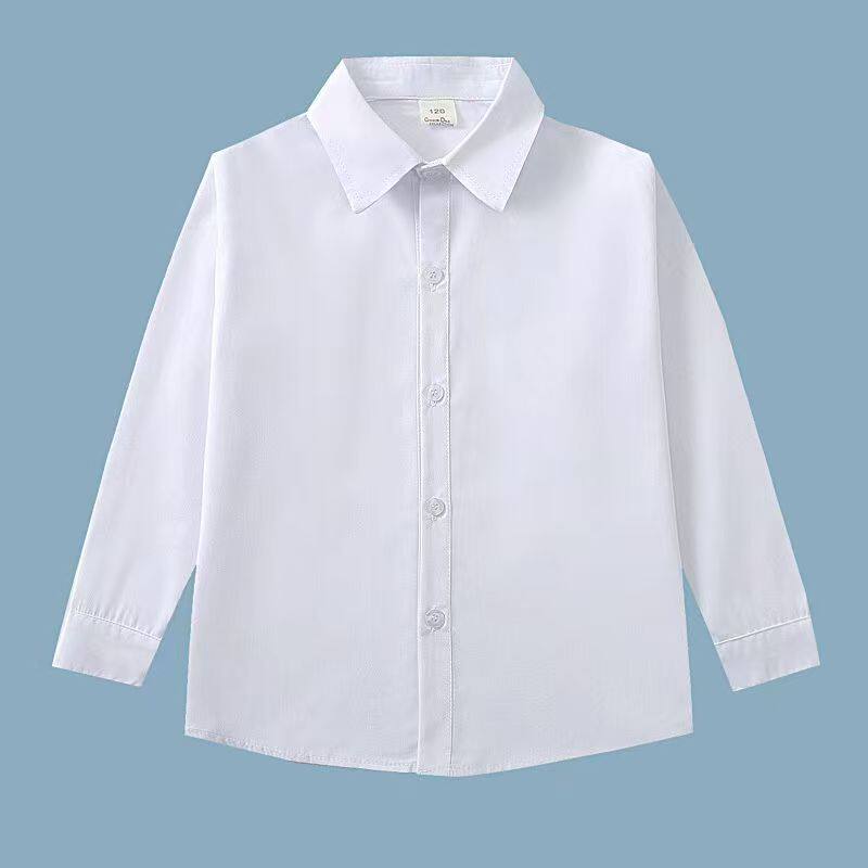 中小学高中生纯白衬衫幼儿园长袖短袖男生女生团购纯白毕业班服