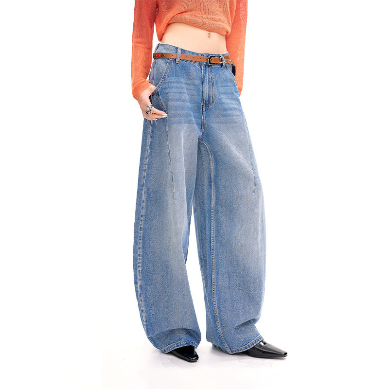 拓谷潮牌阔腿牛仔裤女2026春季新款美式香蕉弯刀裤设计感浅蓝裤子,女装/女士精品,牛仔裤,淘宝优惠券,粉丝福利购,淘宝优惠卷
