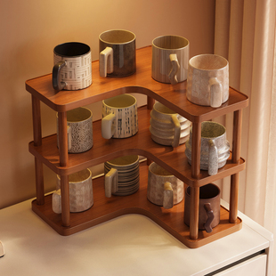 桌面杯架收纳置物架办公室桌上客厅餐桌台面多层角落储物三角架子