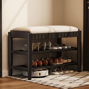 新中式小户型入门鞋柜一体可坐穿鞋凳多层入户鞋架换鞋凳家用门口