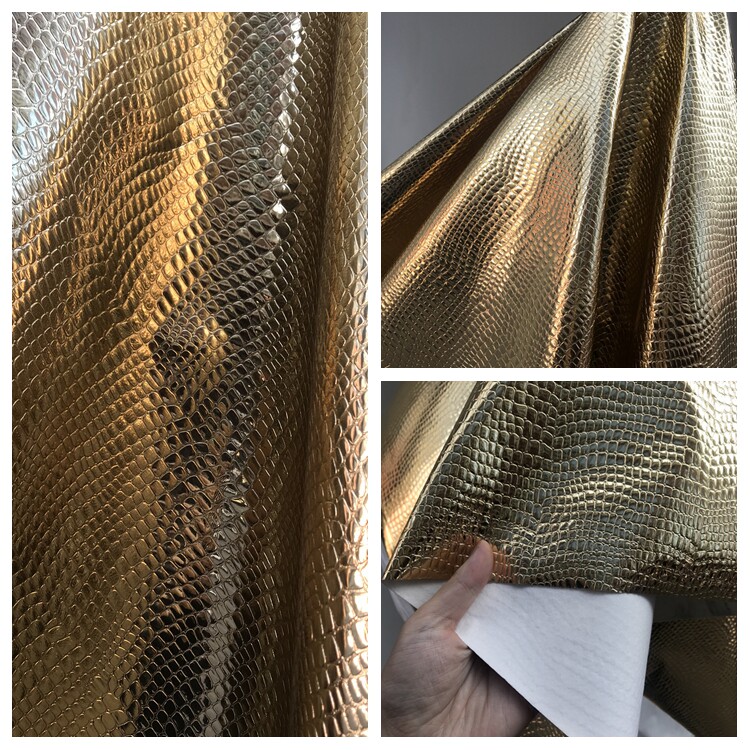 diy鳄鱼纹金属人造革亮面仿皮料