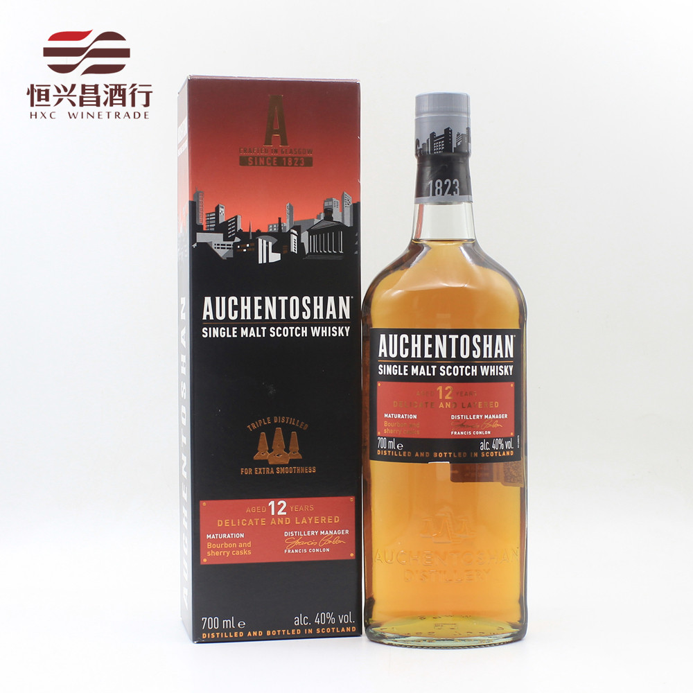 欧肯特轩12年单一麦芽苏格兰威士忌 auchentoshan 700ml洋酒烈酒