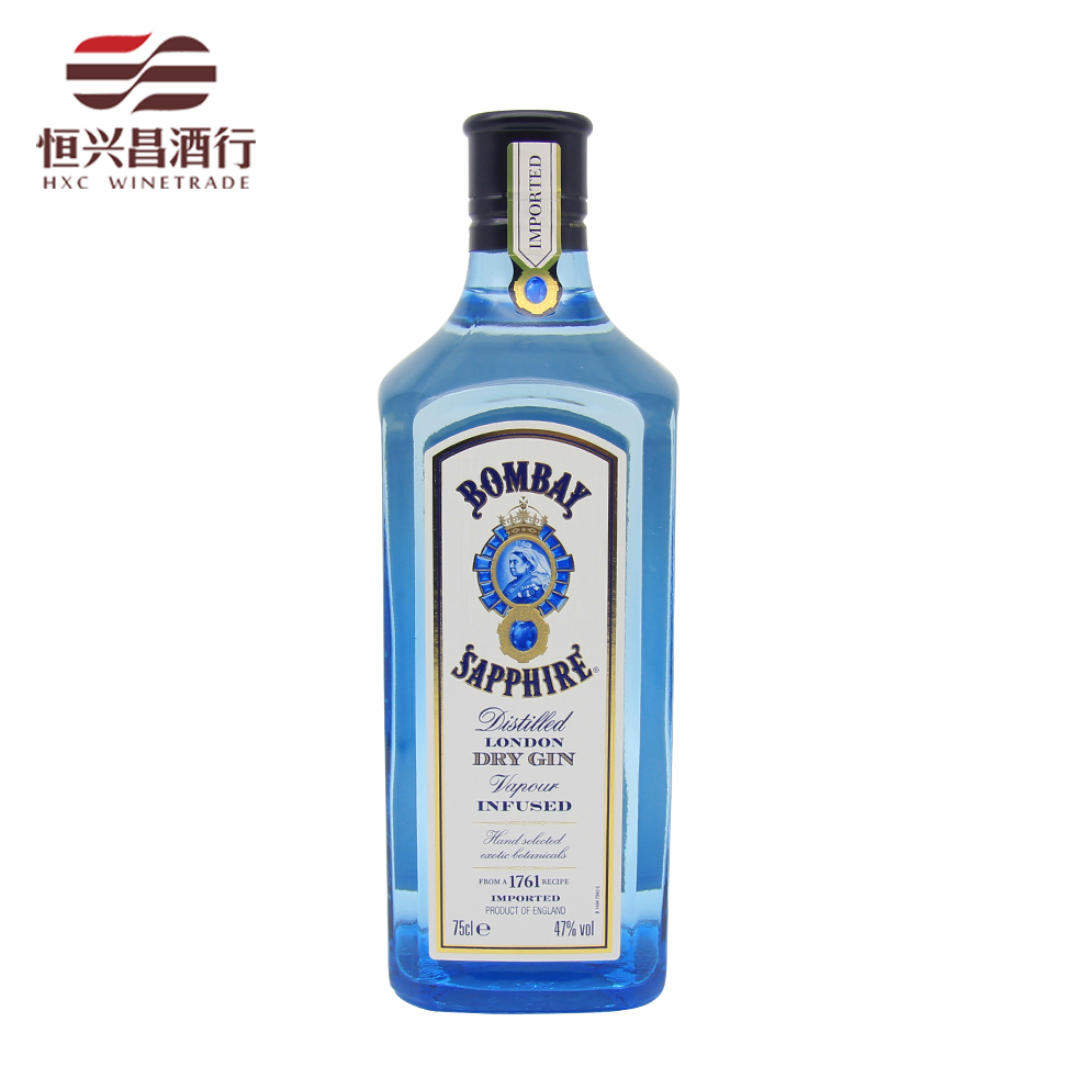 洋酒 孟买蓝宝石金酒750ml 基酒调酒鸡尾酒 DRY GIN 伦敦干金酒