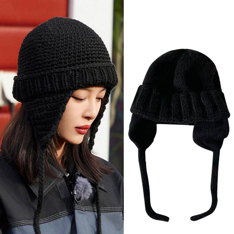 包头护耳针织帽女秋冬新款辛芷蕾明星同款毛线帽个性时尚百搭帽子