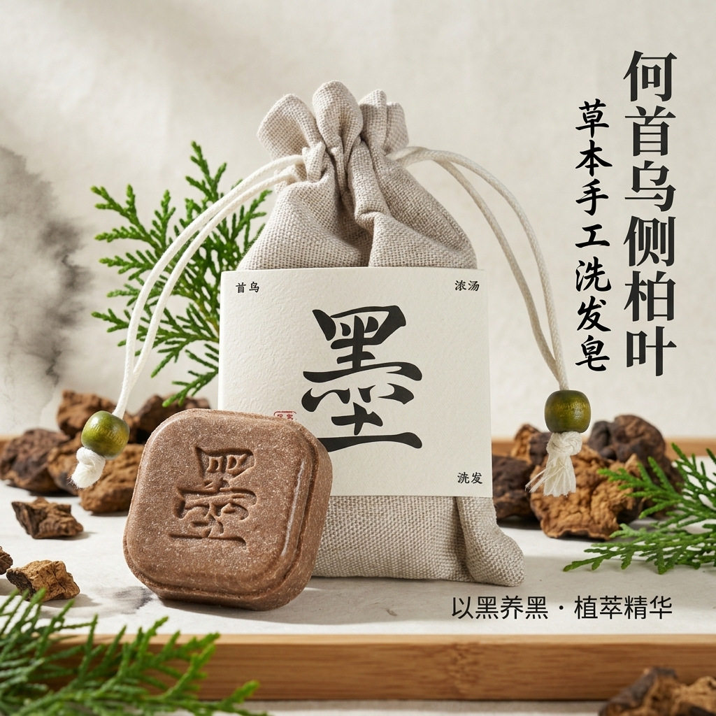 空谷云泉墨字何首乌侧柏叶洗发皂